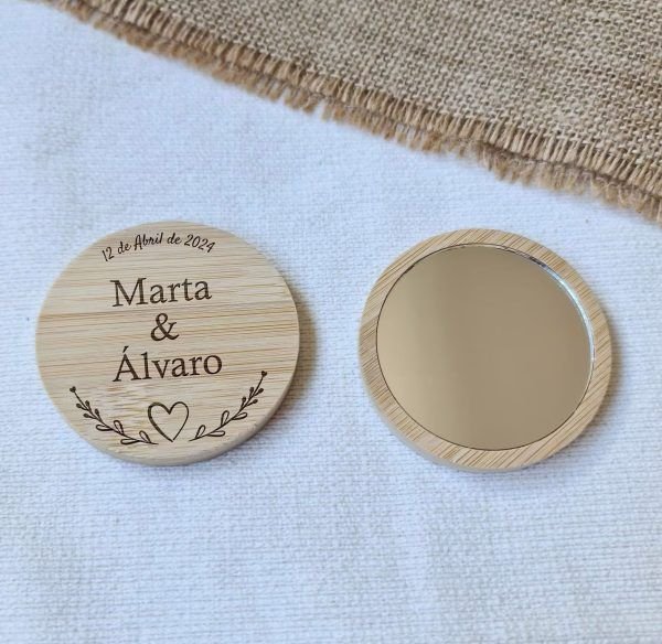 Espejo de bambú personalizado Boda