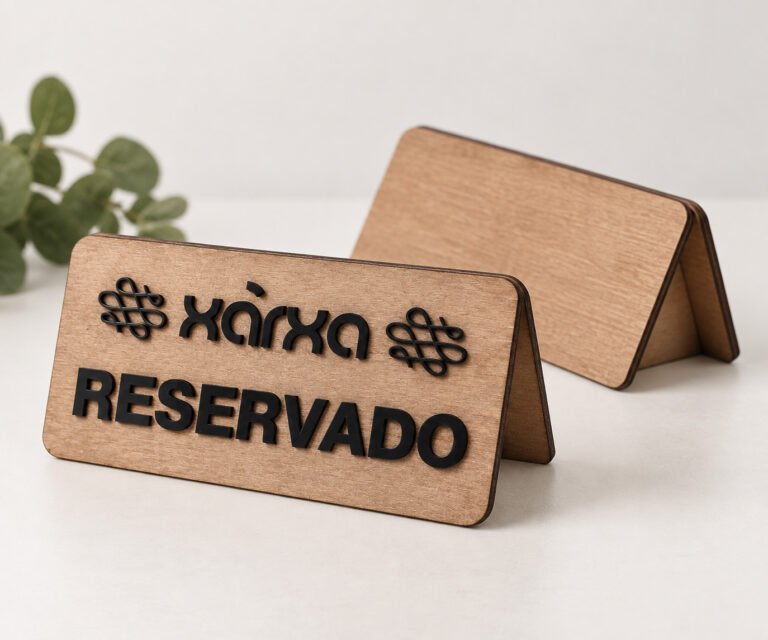 Cartel o placa de madera para reservado de restaurante