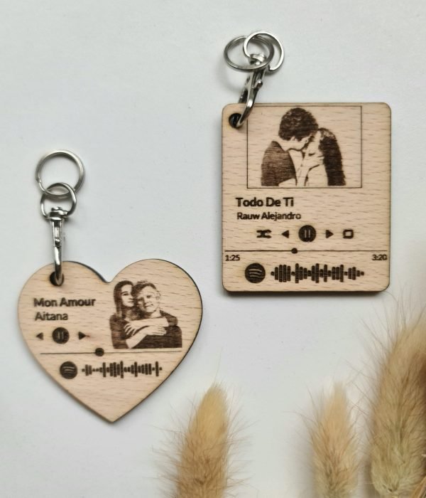 Llavero Spotify con foto grabada con láser