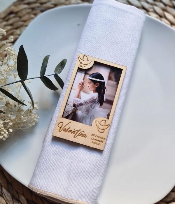 Imán de Madera Recuerdo Comunión “Paloma”