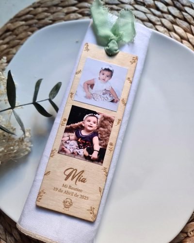 Marcapáginas de madera para Bautizo 2 fotos