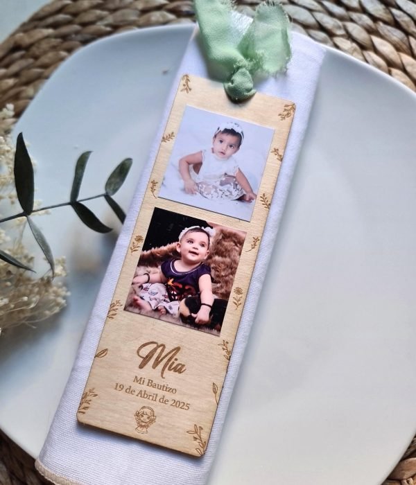 Marcapáginas de madera para Bautizo 2 fotos