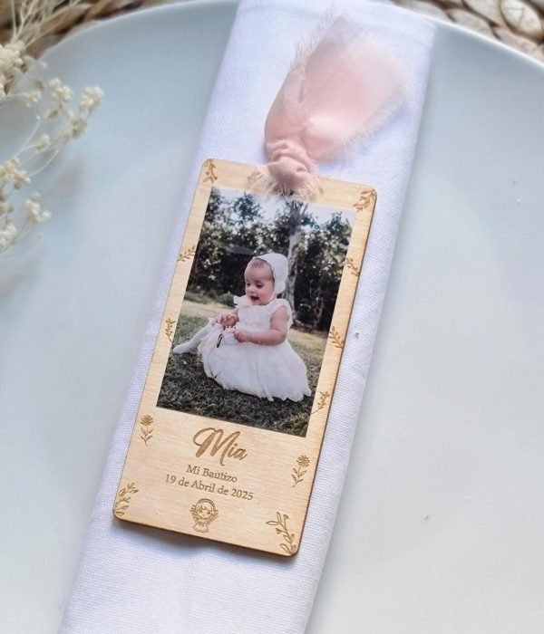 Marcapáginas con foto Bautizo