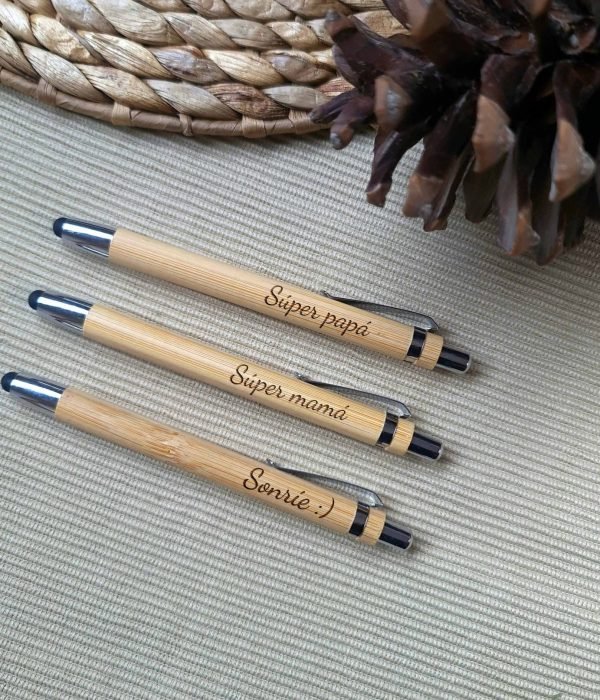 Bolígrafo de bambú personalizado con grabado láser