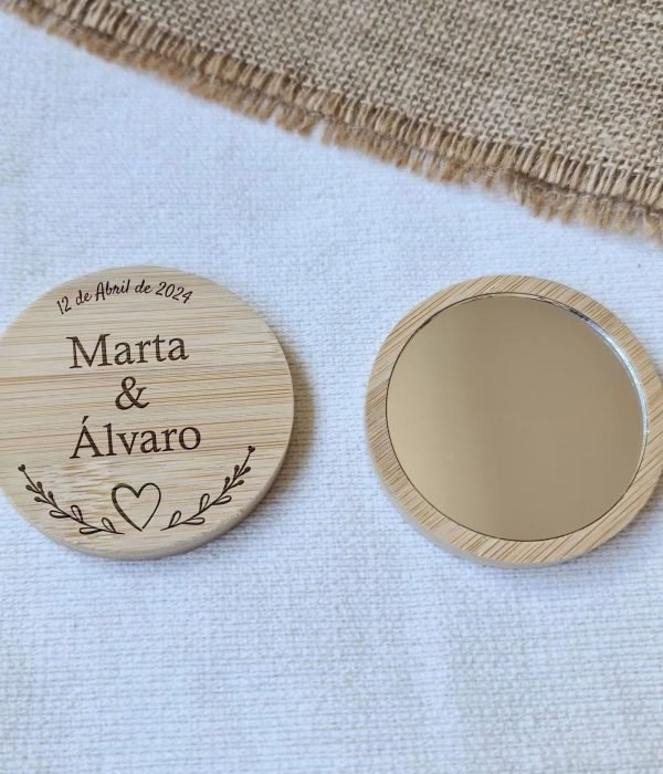 Espejo de bambú personalizado Boda