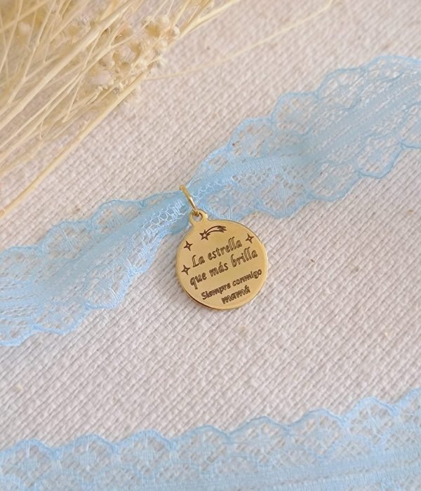 Medalla para ramo de novia en acero inoxidable oro