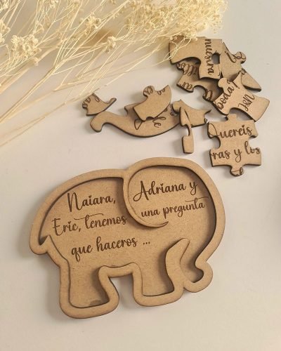 Puzzle Testigo de Boda en forma de elefante