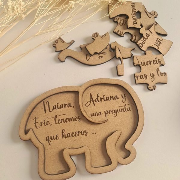 Puzzle Testigo de Boda en forma de elefante