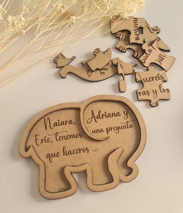Puzzle Testigo de Boda en forma de elefante